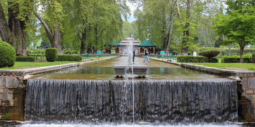 The beautifully landscaped terraces of Mughal Garden Shalimar Bagh in Srinagar.