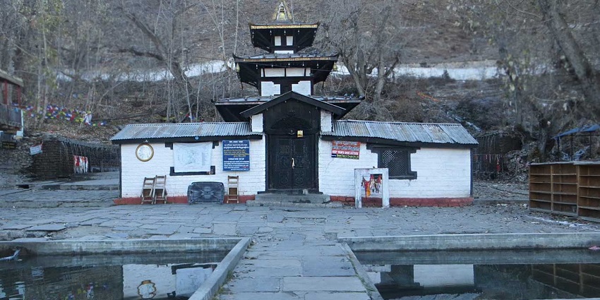 The Muktinath temple has spiritual significance and a breathtaking mountain backdrop