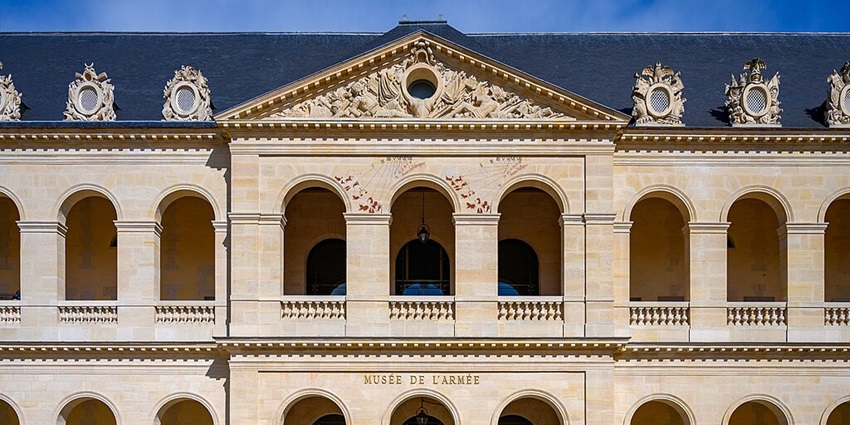 An extensive display of historical artillery at Musée de l'Armée.