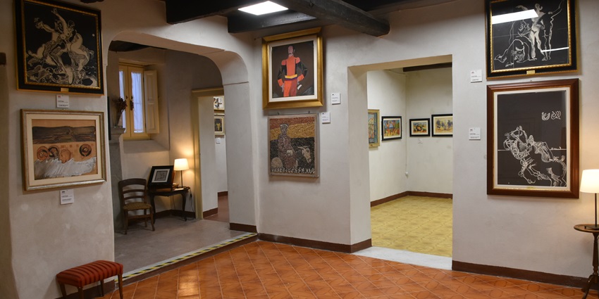 Spectacular art pieces hung from the wall are displayed at Museo del Novecento , one of the places to visit in Milan.