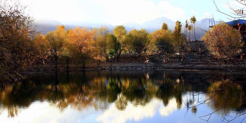 Peaceful Nako, one of the reflecting the surrounding villages and mountains