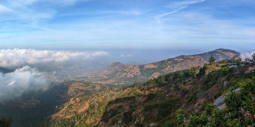 An image of the Nandi Hill in Karnataka, one of the best hill stations in South India.