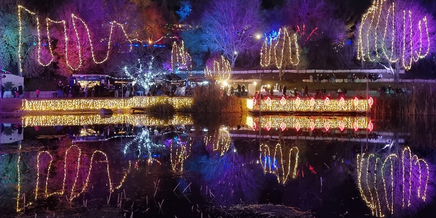 A view of the colourful lights displayed during the Narvik Winter Festival in March.