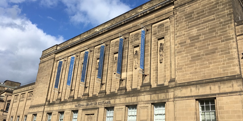 Entrance of National Library of Scotland, a Cartography Museum in Scotland, United Kingdom