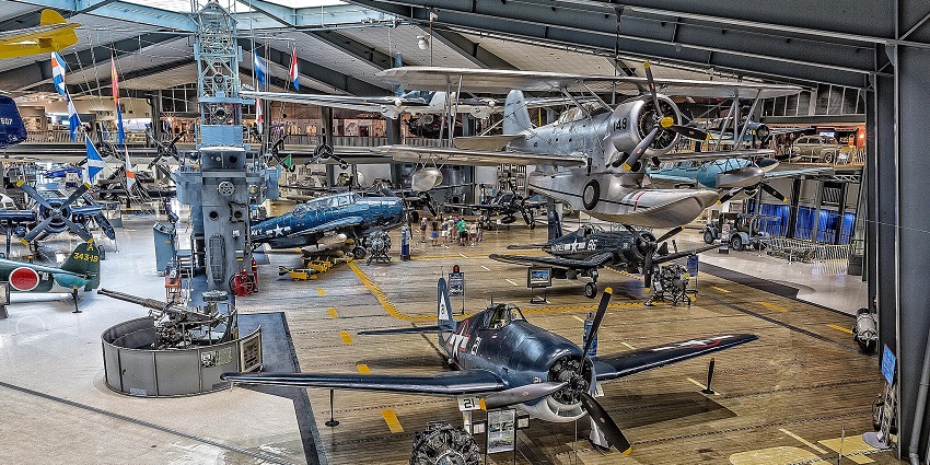 An image of the National Naval Aviation Museum exhibit, one of the top naval aviation museums in the world