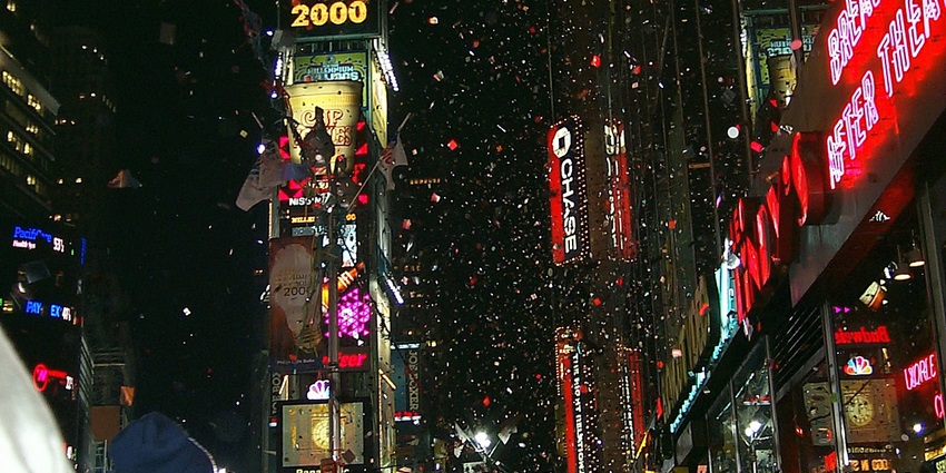 A night-time view of New York City, one of the top places to celebrate New Year.