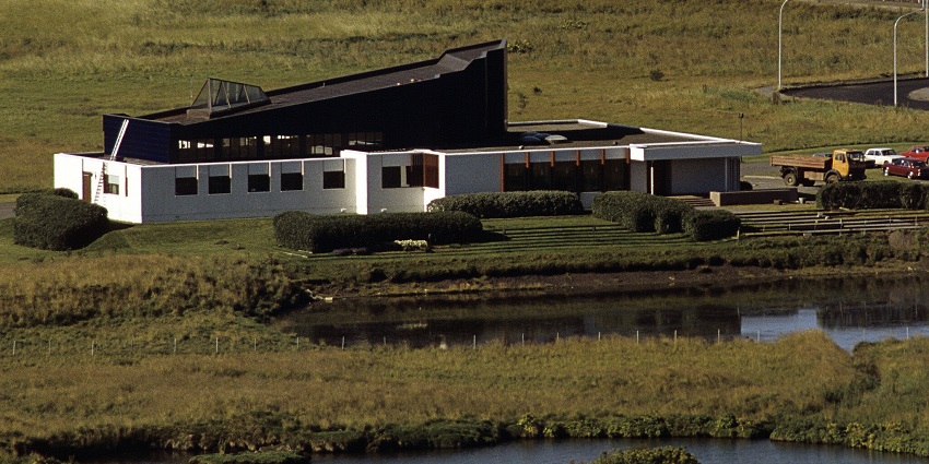 An image showing the Nordic House in Iceland, showcasing its unique architecture and cultural space