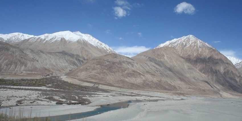 Dry Nubra Valley with snow-capped mountains, a perfect site for trekking