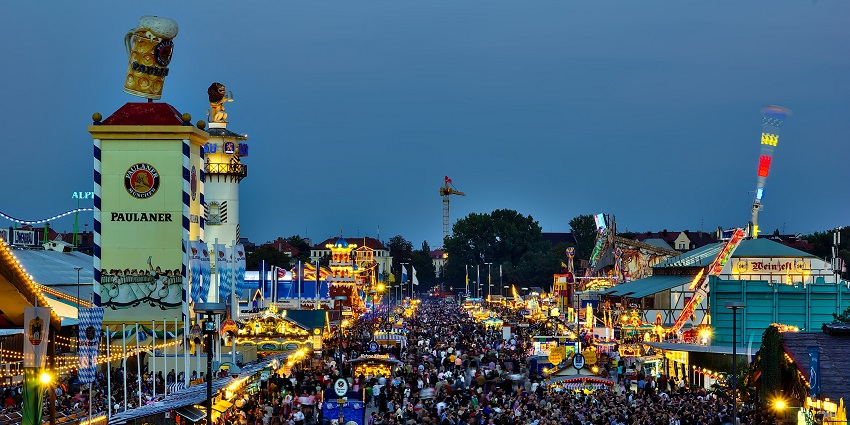A view of huge crowd at the carnival to celebrate a festival in autumn season in Munich.