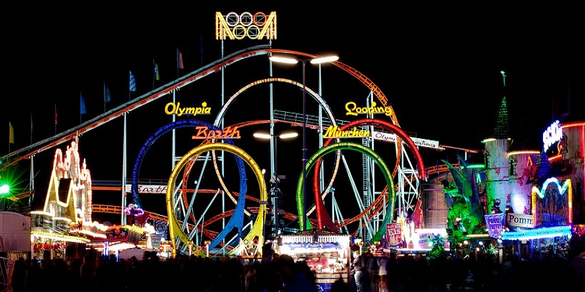 Thrilling rides at the Oktoberfest in Germany, a highlight of the festivals in the world.
