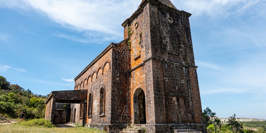 An image showing the Old Catholic Church, one of the beautiful places to visit in Kampot.