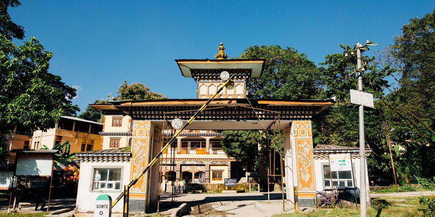 Image of the Bhutan gate, offering knowledge about the cultural similarities between India and Bhutan.