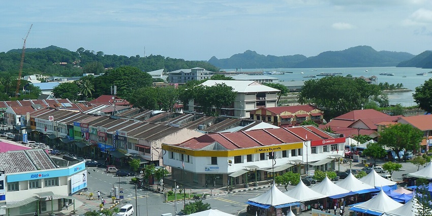 An aerial view of the Langkawi Town with picturesque views during day time