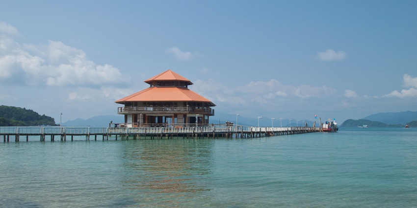 This structure serves as an information center for Mu Ko Chang National Park. Koh Wai (island), Thailand