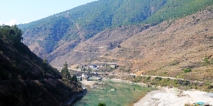 An image showing a view of a river crossing in Wangdue Phodrang in Bhutan.