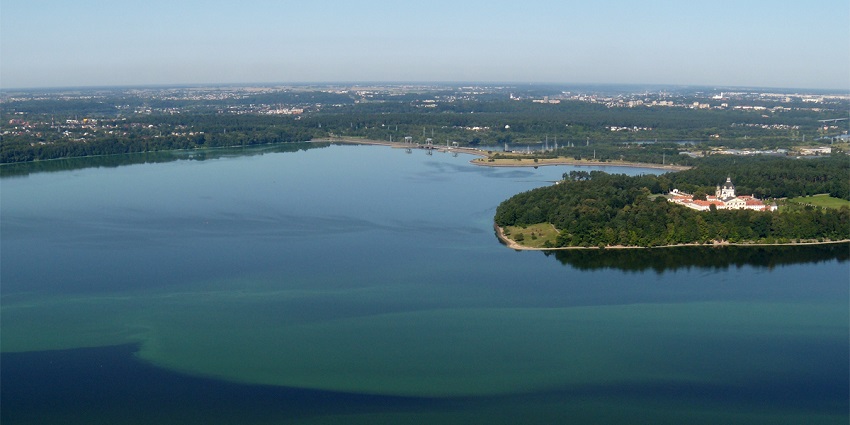 Scenic image of the blue lagoons of the beautiful ocean on the coast of Lithuania