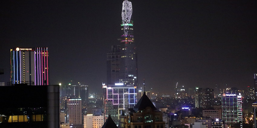 An image of a view of Ho Chi Minh City, also known as Saigon, Vietnam, with urban scenery.