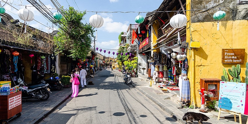The ancient town of Hoi An, Vietnam, with lantern-lit streets and traditional architecture
