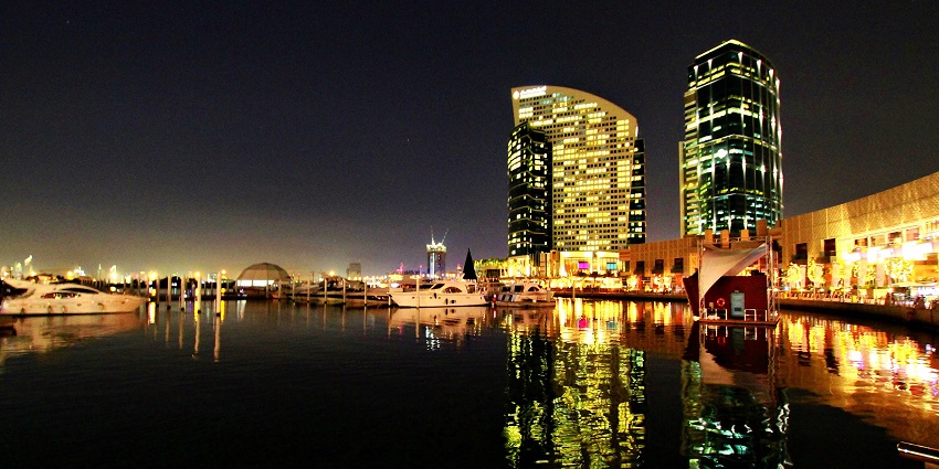 The vast desert landscape in Dubai, where you can experience a thrilling night safari.
