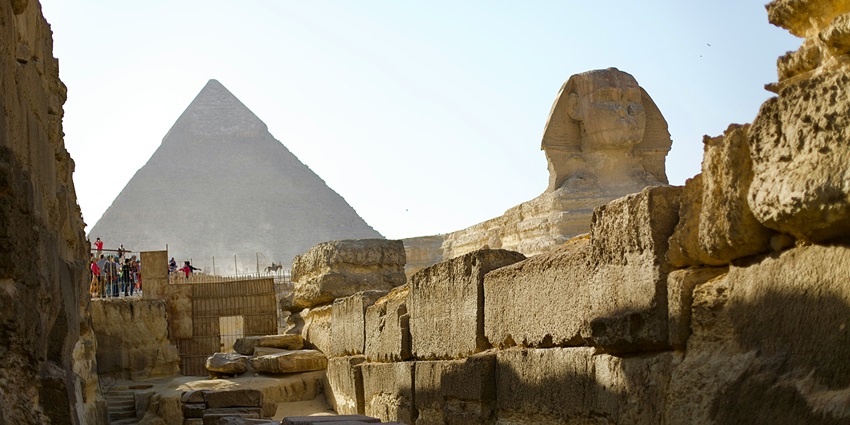Beautifully impressive photo of ancient tombs and Step Pyramid of Saqqara Necropolis