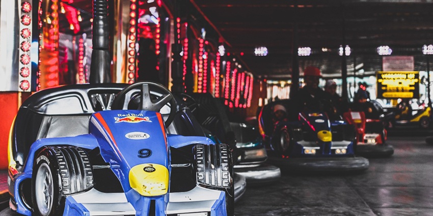 An image resembling car rides in one of the famous theme parks in India.