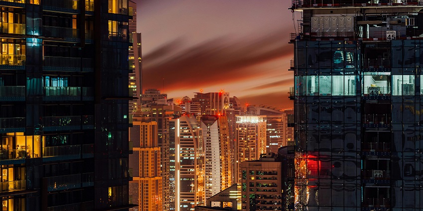 Picturesque views of the glittering cityscapes from at the Top, Burj Khalifa