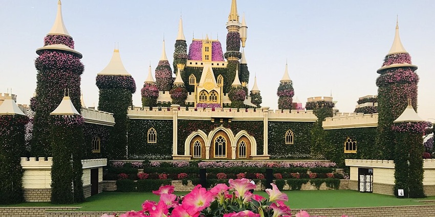 View of floral castle offering a vibrant view of all nature lovers