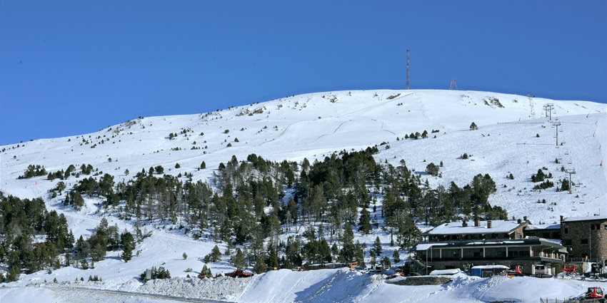 Scenic view of the snowy slopes of the Grandvalira Ski Resort at Pas de la Casa.