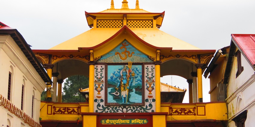 A view of the famous Pashupatinath Temple, an attraction near Buddha Stupa Nepal.