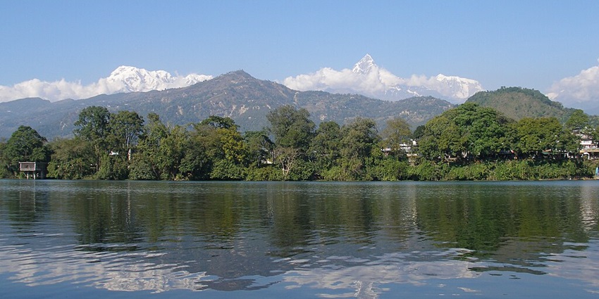A breathtaking vista of Phewa Lake, a natural jewel near Pokhara Mahendra Gufa.