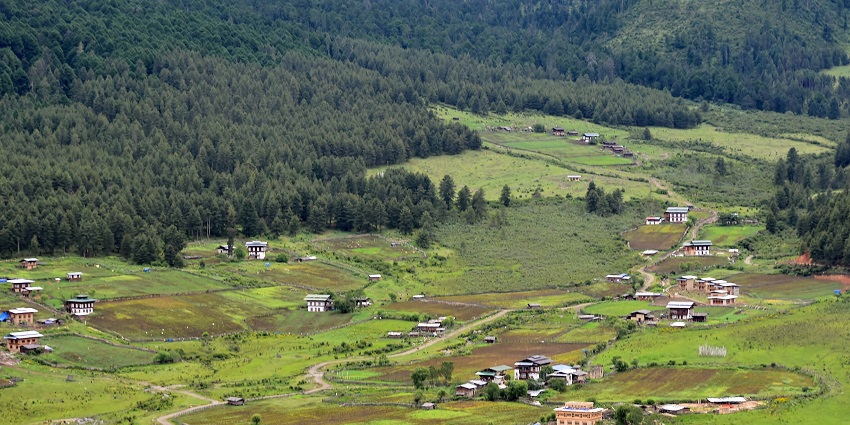 Luxury camping in Bhutan with tents in Phobjikha Valley, home to rare black-necked cranes.