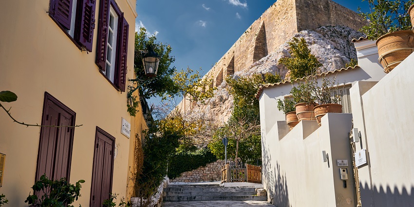 Stone steps in Plaka, one of the attractions to visit near Athens airport