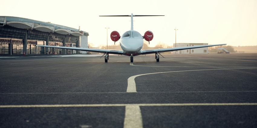 Polotsk landing field with an aircraft parked on the airstrip at one of the airports in Belarus.