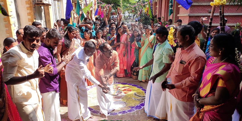An image of a famous play of bull-taming during the main crop festival in magh month.
