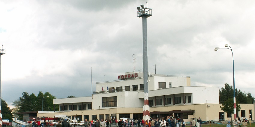 Travellers outside the Poprad-Tatry Airport in Slovakia’s Poprad.