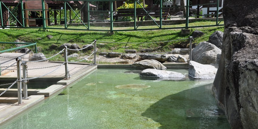 Rocks and chains tied near the area of Poring hot springs, a top attraction in Sabah