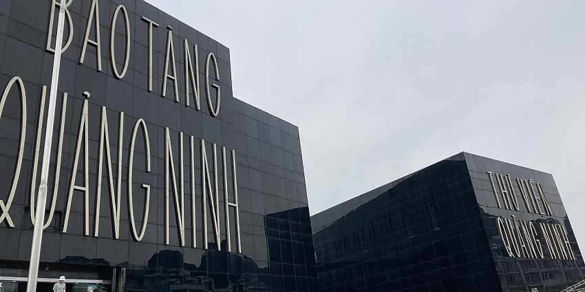 A picture of Quang Ninh Museum in Sun World Halong Complex, showcasing its modern architecture and cultural exhibits