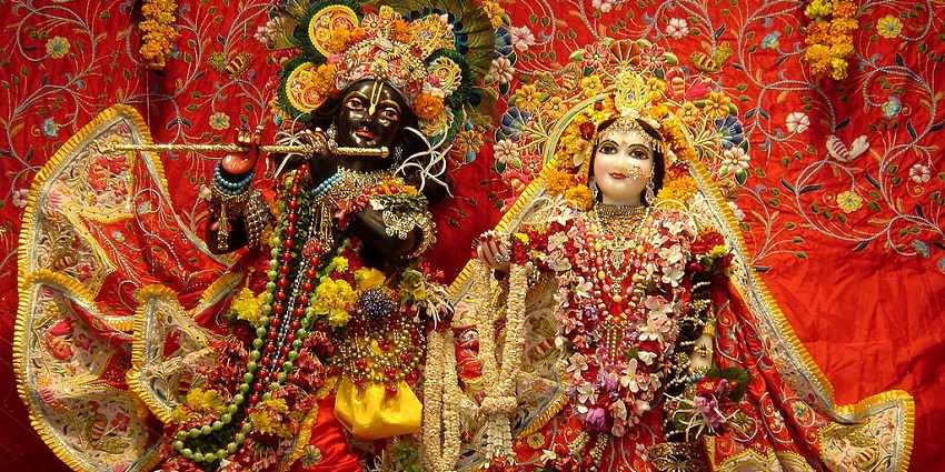 An Idol of Radha Krishna on Radha Ashtami, one of the September festivals in India.