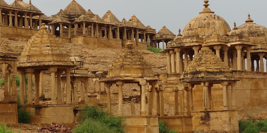 An Image of Royal Cenotaphs in Jaisalmer, which is one of India’s best airports in India.