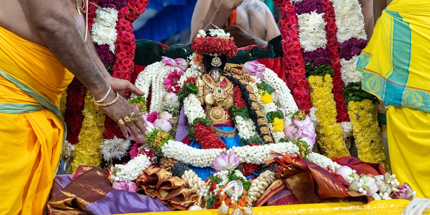 An image of Baby Rama in a cradle, during Rama Navami, one of the popular festivals in April in India