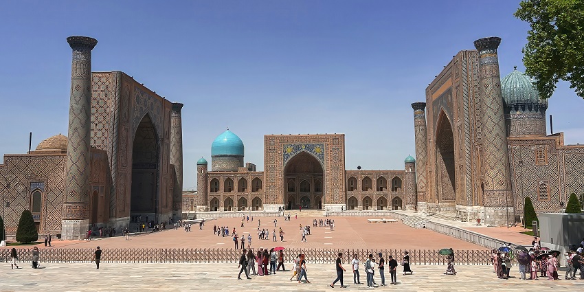 A grand historical square with stunning Islamic architecture, one of the places in Asia.
