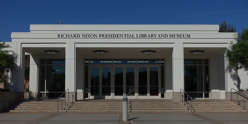 The entrance of the Richard Nixon Presidential Library and Museum in California USA
