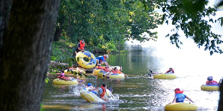 An image resembling people tubing on the Rio Bueno River, one of the things to do in Falmouth.