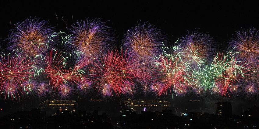 A night-time view of Rio de Janeiro, one of the top places to celebrate New Year.