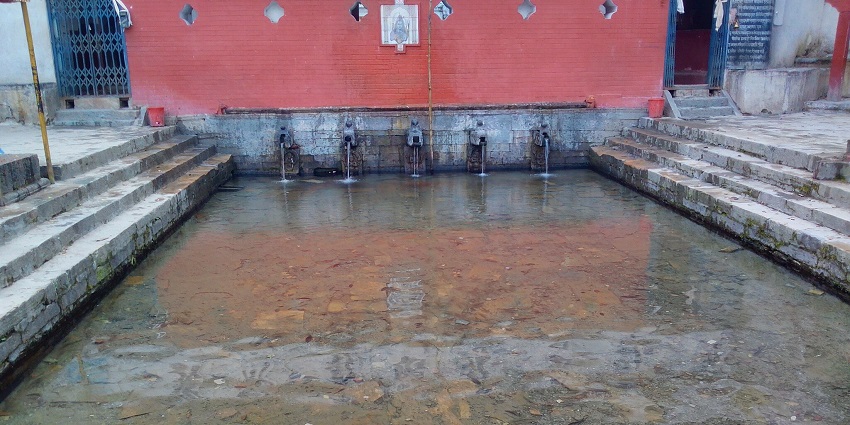 A view of the holy pond located near Virbhadra Temple