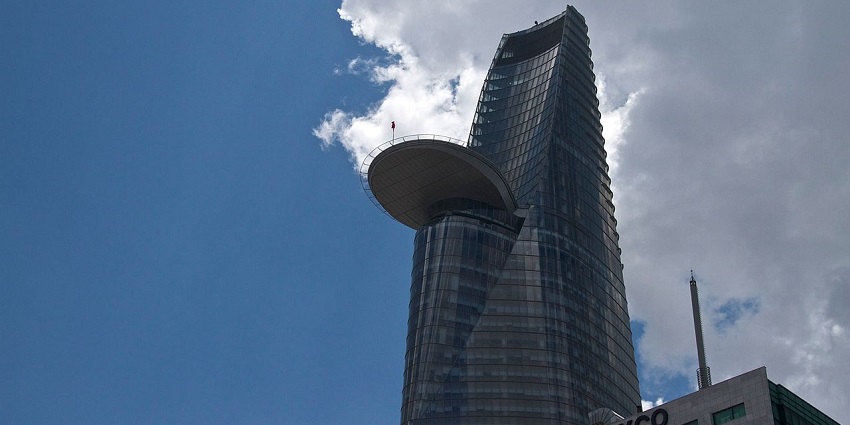 An image of the Bitexco Financial Tower, a modern skyscraper in Ho Chi Minh City, Vietnam.