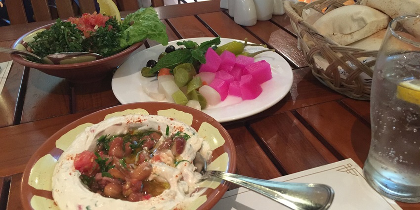 A picture of delicious middle eastern food served at a restaurant in Ajman