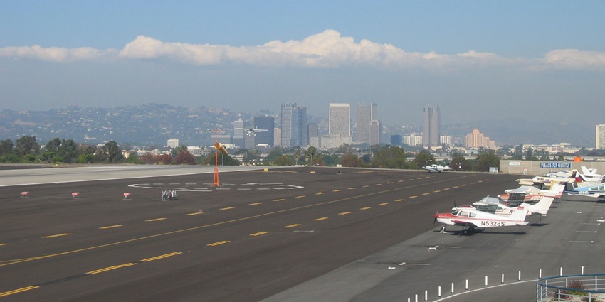 A glimpse of the Santa Monica Airport, one of the top airports in Los Angeles, California.