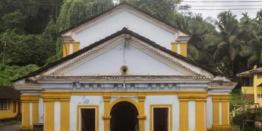 The revered Saptakoteshwar Temple in Goa, showcasing traditional Goan temple architecture.