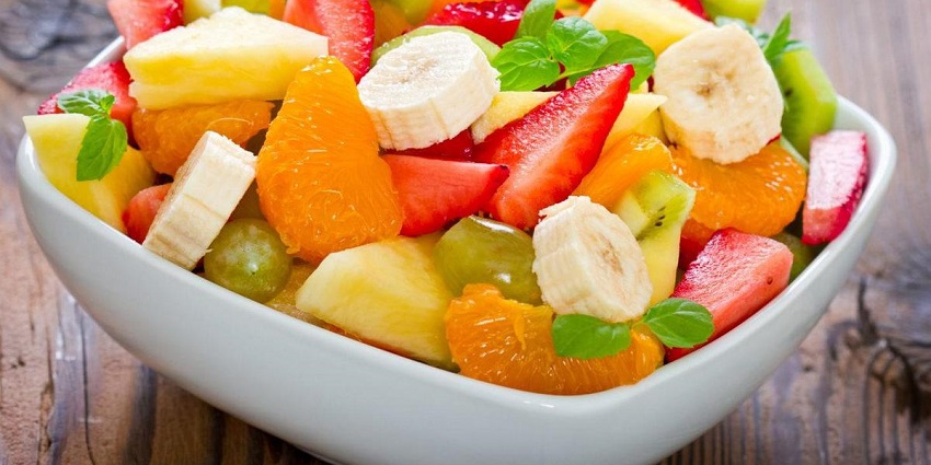 Image of a fruit salad served at the Sattvik Food Festival